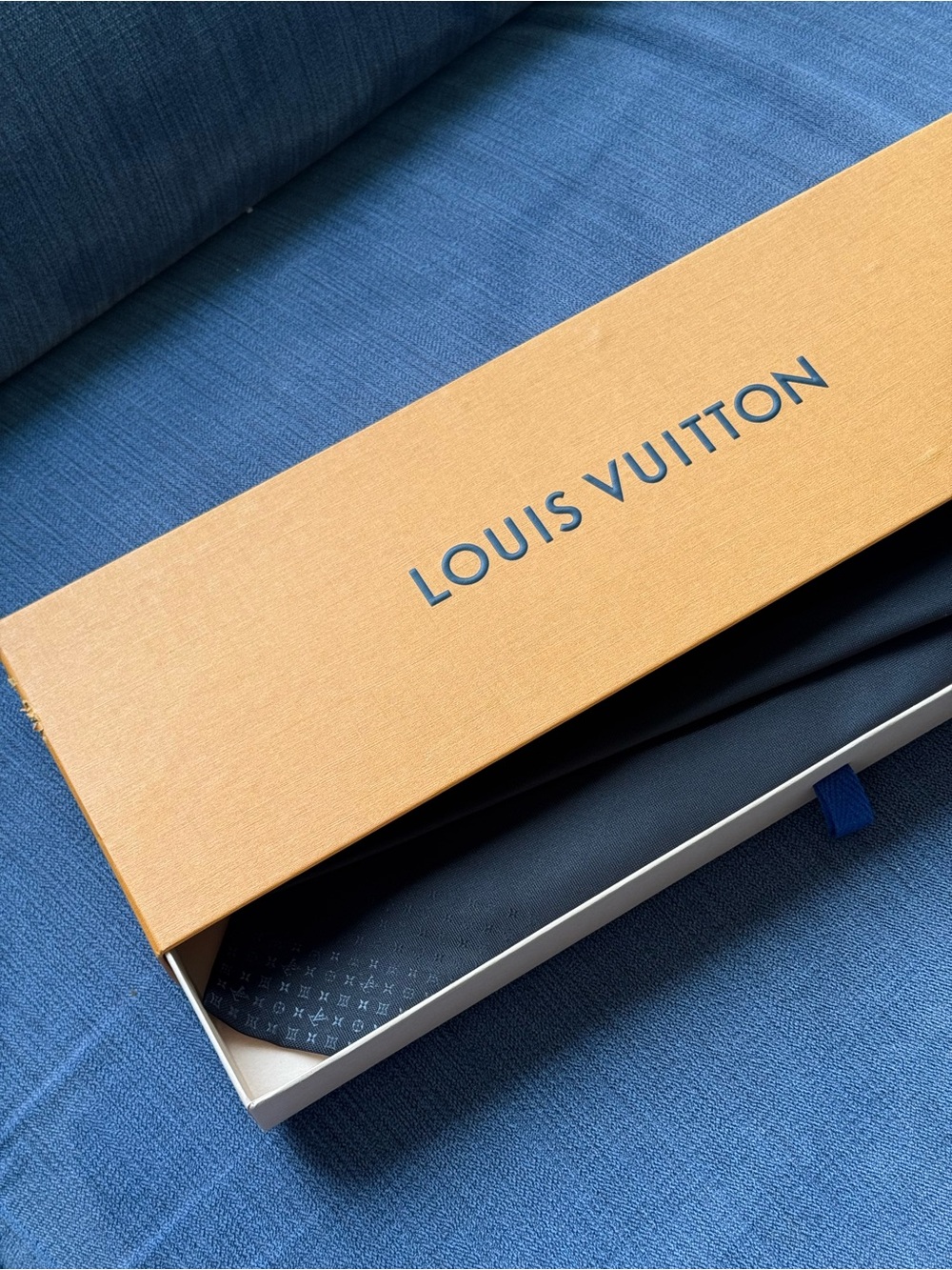Louis Vuitton Black Monogram 100% Silk Tie Made in Italy w/ Original Box